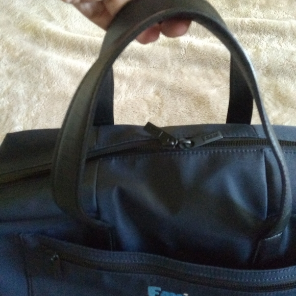 Away Original Everywhere Bag Navy Blue Nylon Black Leather Trim - Picture 7 of 14